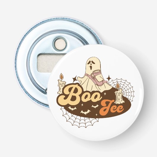 Boo-Jee spook Halloween grappig Button Flesopener (Voorkant)