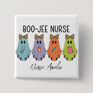 Boo-Jee Verpleegster Halloween Geest Persoonlijk Vierkante Button 5,1 Cm