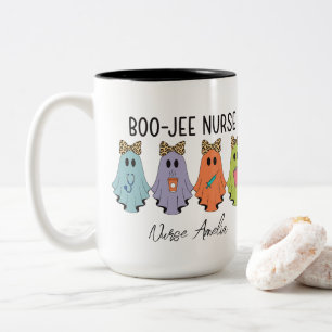 Boo-Jee Verpleegster Halloween Geest Persoonlijke Tweekleurige Koffiemok