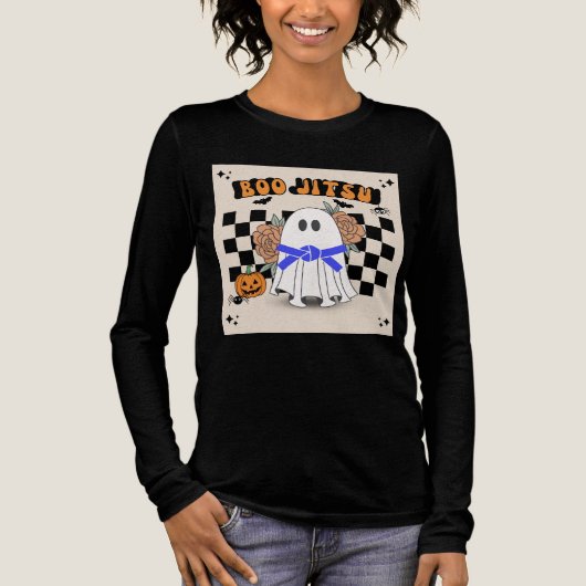 Boo Jitsu Checkerboard Halloween Tri-Blend Shirt (Voorkant)
