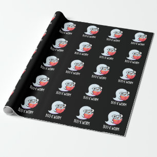 Boo-k Worm Funny Bookworm Ghost Pun Dark BG Cadeaupapier