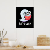 Boo-k Worm Funny Bookworm Ghost Pun Dark BG Poster (Keuken)