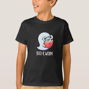 Boo-k Worm Funny Bookworm Ghost Pun Dark BG T-shirt
