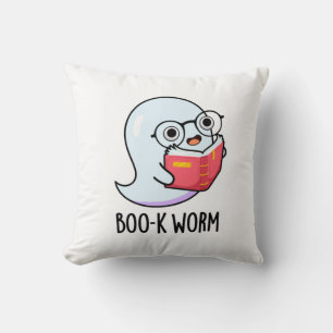 Boo-k Worm Funny Halloween Bookworm Ghost Pun Kussen