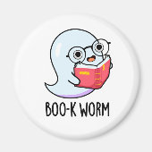 Boo-k Worm Funny Halloween Bookworm Ghost Pun Magneet (Voorkant)