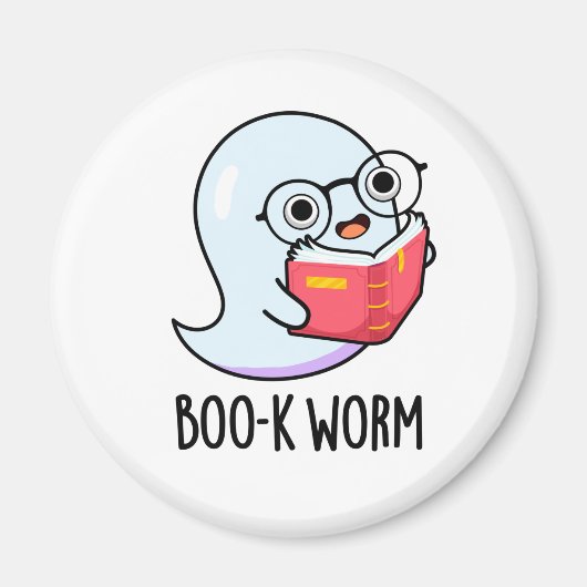 Boo-k Worm Funny Halloween Bookworm Ghost Pun Magneet (Voorkant)