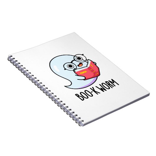 Boo-k Worm Funny Halloween Bookworm Ghost Pun Notitieboek (Rechterzijde)