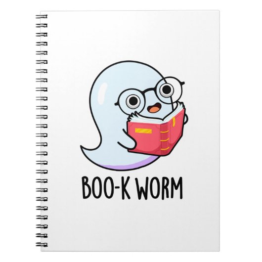Boo-k Worm Funny Halloween Bookworm Ghost Pun Notitieboek (Voorkant)