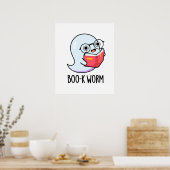 Boo-k Worm Funny Halloween Bookworm Ghost Pun Poster (Keuken)