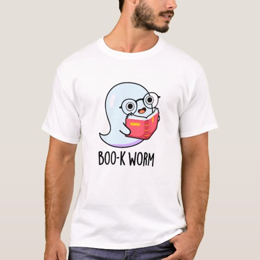 Boo-k Worm Funny Halloween Bookworm Ghost Pun T-shirt (Voorkant)
