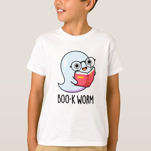 Boo-k Worm Funny Halloween Bookworm Ghost Pun T-shirt (Voorkant)