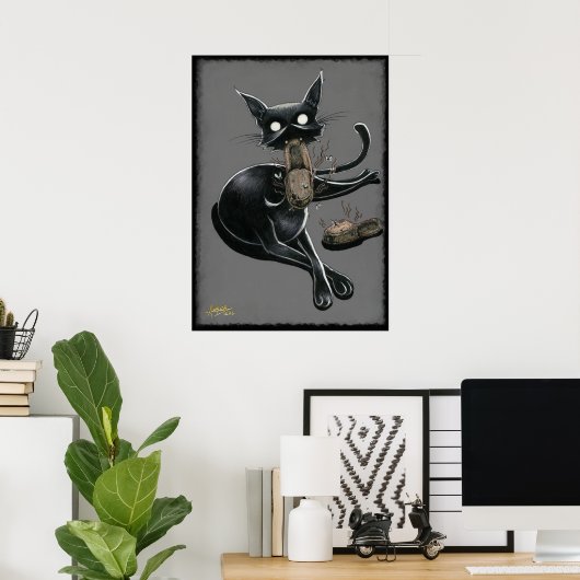 Boo Kat Eats Slippers Poster (Thuiskantoor)