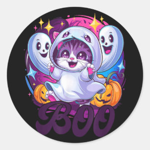Boo kat geest ronde sticker