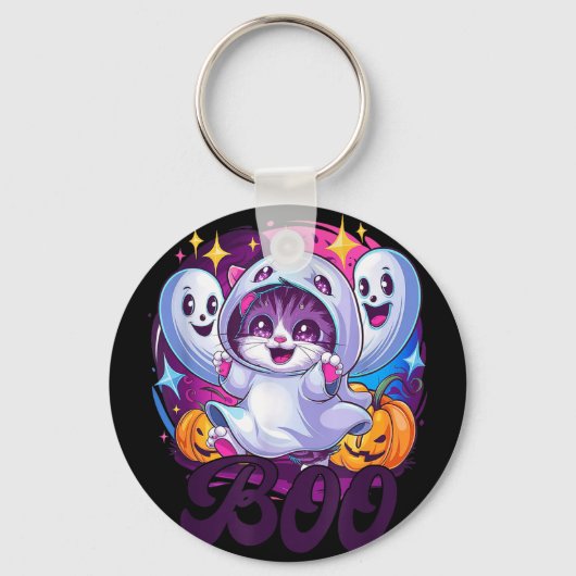Boo kat geest  sleutelhanger (Voorkant)