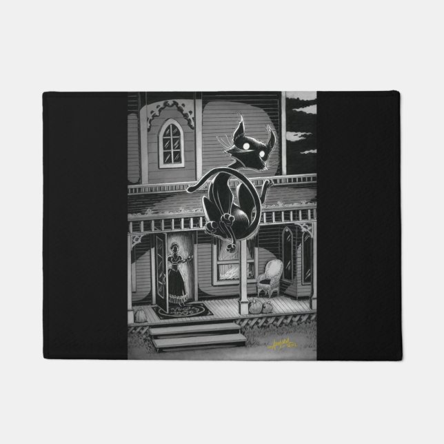 Boo Kat Goes Flying Doormat Deurmat (Voorkant)