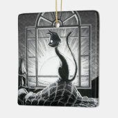 Boo Kat groet het Morning Keramisch Ornament (Links)