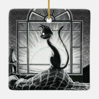 Boo Kat groet het Morning Keramisch Ornament