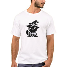 BOO Kat Halloween T-Shirt | Mooie Griezelschrift