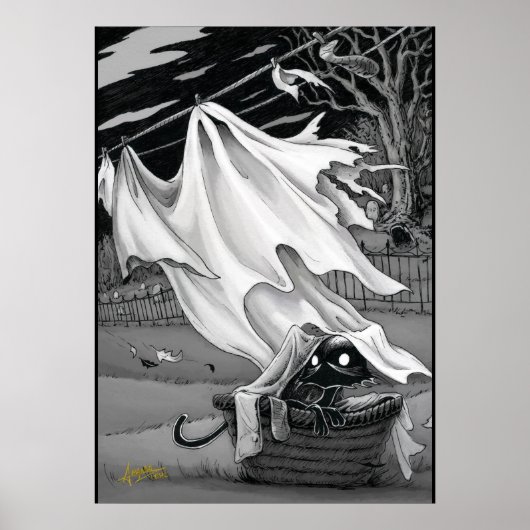 Boo-Kat helpt bij Poster wasgoed (Voorkant)