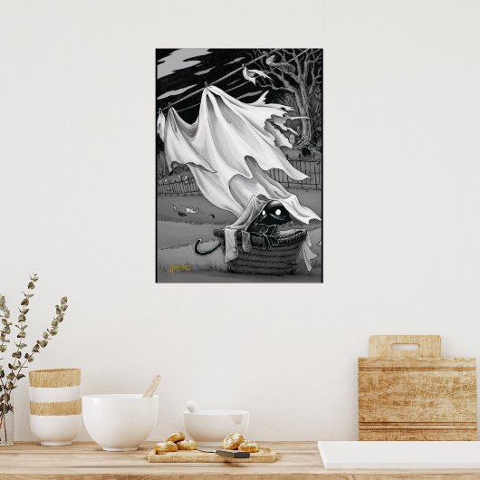 Boo-Kat helpt bij Poster wasgoed (Keuken)