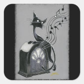 Boo Kat hoort de muziek Vierkante Sticker (Voorkant)