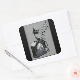 Boo Kat hoort de muziek Vierkante Sticker