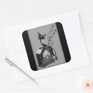 Boo Kat hoort de muziek Vierkante Sticker