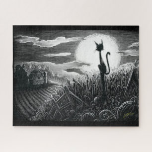 Boo-Kat in de Moonlight Jigzaag Puzzle Legpuzzel