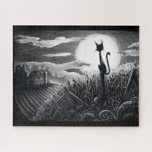 Boo-Kat in de Moonlight Jigzaag Puzzle Legpuzzel (Horizontaal)