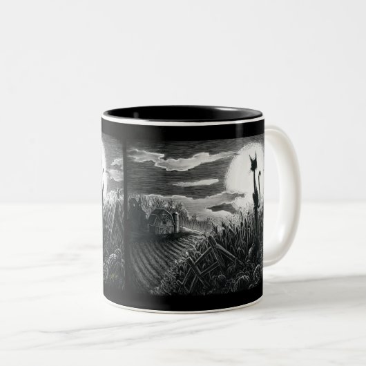 Boo-Kat in de Moonlight Two-Tone Coffee Mok (Voorkant rechts)