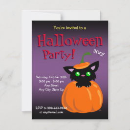 BOO! Kat in een pompoen Halloween/Birthday Invite Kaart