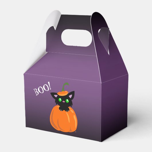 BOO! Kat in een pompoen-halloween-vangdoos Bedankdoosjes (Voorkant Zijde)