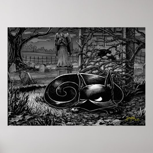 Boo Kat Naps in een begraafplaats Poster (Voorkant)