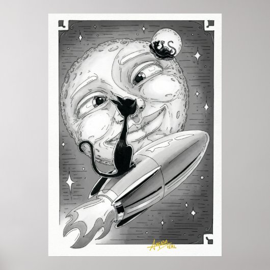Boo Kat Rockets naar het maan Poster (Voorkant)