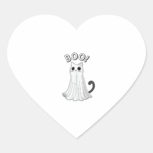 Boo Kat Schattige Ghost Cat Halloween Spooky Kitte Hart Sticker