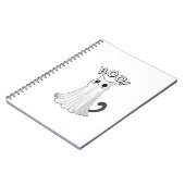 Boo Kat Schattige Ghost Cat Halloween Spooky Kitte Notitieboek (Linkerzijde)