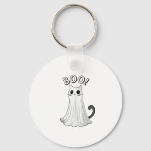 Boo Kat Schattige Ghost Cat Halloween Spooky Kitte Sleutelhanger