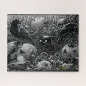 Boo Kat Stalks a Raven Jigzaag Puzzle Legpuzzel (Horizontaal)