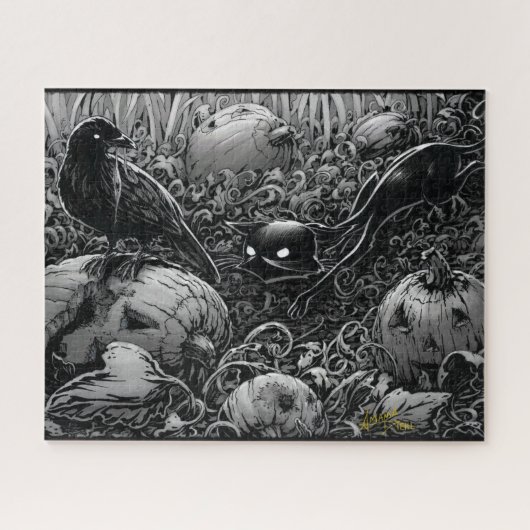 Boo Kat Stalks a Raven Jigzaag Puzzle Legpuzzel (Horizontaal)