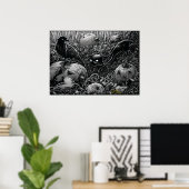 Boo Kat Stalks a Raven Poster (Thuiskantoor)