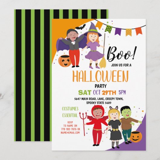 Boo Kinder Halloween Kostuum Fancy Dress Party Kaart (Voorkant / Achterkant)