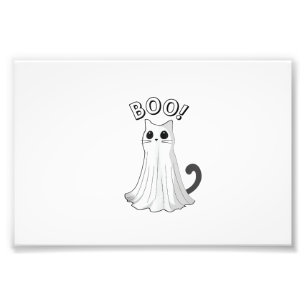 Boo Kitty Schattig Spookkat Halloween Griezelijk K Foto Afdruk