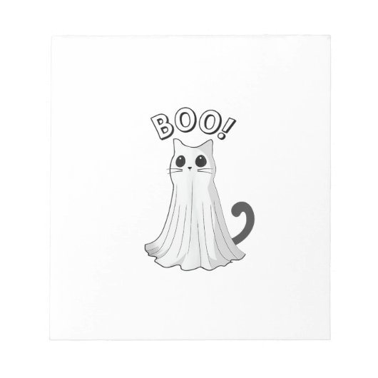 Boo Kitty Schattige Spookkat Halloween Enge Kitten Notitieblok (Voorkant)