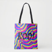 Boo Kleurrijk modern happy pattern paarse yellow Tote Bag (Voorkant)