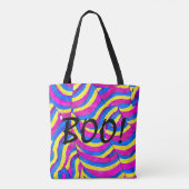 Boo Kleurrijk modern happy pattern paarse yellow Tote Bag (Achterkant)