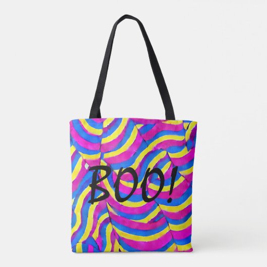 Boo Kleurrijk modern happy pattern paarse yellow Tote Bag (Achterkant)
