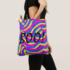 Boo Kleurrijk modern happy pattern paarse yellow Tote Bag