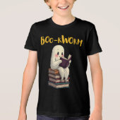 Boo-kworm Lees Verder Boeken Ghost Reading Hallowe Tri-Blend Shirt (Voorkant)