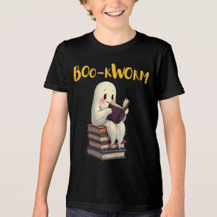 Boo-kworm Lees Verder Boeken Ghost Reading Hallowe Tri-Blend Shirt