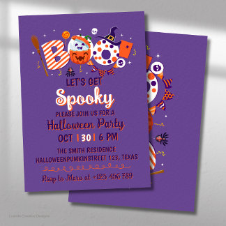 Boo Laten we een enge paarse Halloween-feest geven Kaart